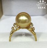 【时尚明珠·艺术·】南洋金珠戒指  海水珍珠戒指 金色珍珠戒指