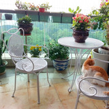 阳台休闲桌椅组合三件套欧式铁艺创意室外庭院户外茶几小圆桌套装