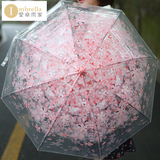 雨伞长柄女生韩国樱花透明雨伞女士折叠超大小清新儿童创意公主伞