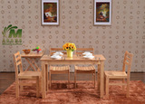 特价简约实木现代橡木餐桌椅组合4/6人小户型长条形松木桌子包邮