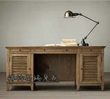 法式新古典简约书桌 实木欧式写字台做旧 美式乡村书架书柜组合
