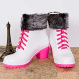 秋冬韩国新款雨鞋 加绒成人时尚雨靴 复古女水鞋保暖马丁靴防滑