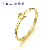 TSL/谢瑞麟18K金戒指女款时尚简约设计星星素黄金戒指环尾戒BA154