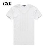 GXG男装 2016春季商场同款 都市时尚男士白色V领短袖T恤#61144351