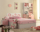 儿童家具套房 组合公主儿童高箱床 粉色女孩子床1.35 1.5米单人床