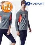 2015秋冬新款YD羽毛球服男款短袖套装韩国进口圆领长袖李龙大外套