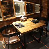 美式实木小方桌四方桌铁艺实木餐桌椅组合休闲咖啡桌2人桌椅定做