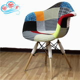 伊姆斯百家布扶手椅休闲办公电脑麻布软包椅子设计师塑料椅特价