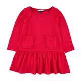 法国大牌高端女童红色针织长袖连衣裙蛋糕裙欧美