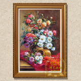 欧式古典花卉油画印象花卉装饰画竖幅餐厅过道玄关挂画饭厅有框画