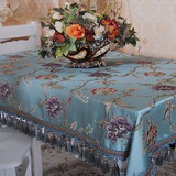 布正方形欧式高档蓝色绣花客厅茶几餐桌圆桌桌布圆形布艺长方形台