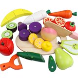木制磁性仿真水果切切看过家家套装切水果幼儿园区角游戏中班玩具