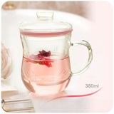 默默爱♥家用喝水玻璃杯花茶杯子带盖过滤茶水分离水杯泡茶杯加厚
