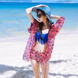 2016新款韩版时尚夏季沙滩度假比基尼三件套泳衣 女 平角小胸流苏