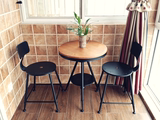金丰美式咖啡厅桌椅组合奶茶店实木铁艺圆桌酒吧高脚椅子户外庭院