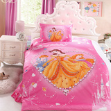迪斯尼纯棉全棉卡通三4四件套儿童床上用品男孩女孩公主芭比床品