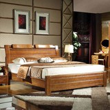 实木床 单人双人床 婚床 1.8米大床 白蜡木实木床 现代中式床