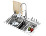 华尔顿1.2加厚304不锈钢水槽单槽厨房洗菜盆水池H669水槽套餐特价