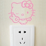 Kitty猫开关贴墙贴儿童房卡通凯蒂猫装饰贴纸电源插座贴画可移除