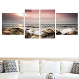 客厅现代简约装饰画 沙发背景墙上挂画 无框画组合日出大海风景画