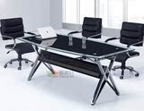 时尚会议桌钢化玻璃会议桌 现代简约办公桌 马肚形洽谈桌培训桌