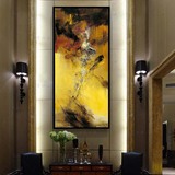 赵无极抽象油画竖版玄关挂画现代客厅纯手绘装饰画新中式酒店壁画