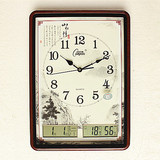 康巴丝客厅静音挂钟现代时钟简约挂表方形日历钟表卧室创意石英钟