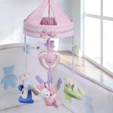 韩国婴儿用品爱心床铃支架手工新生儿宝宝毛绒玩具益智音乐盒旋转