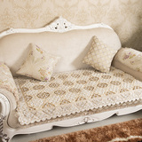 现代简约棉麻沙发垫欧式单人绗缝防滑沙发套金黄色加厚雪尼尔坐垫