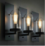 创意室内客厅床头镜前灯墙壁灯loft欧美式工业风田园玻璃灯罩设计