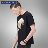 Lilbetter男T恤短袖 骷髅印花青少年韩版修身体恤圆领街头男汗衫