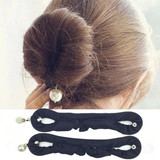 韩国升级版布艺珍珠丸子头盘发器花苞头盘发棒美发造型工具头饰品