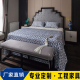 新中式实木床1.8双人床现代1.5软包床酒店样板房样板间床家具定制