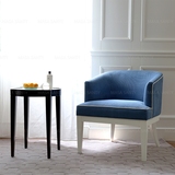 北欧实木蓝色布艺休闲单人沙发椅简约宜家卧室书房家具设计师客厅