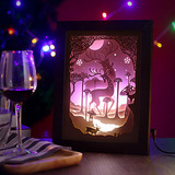 3D相框灯浪漫温馨纸雕台灯礼品好看的创意卧室床头立体艺术装饰灯