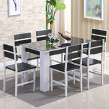 云曼餐桌椅组合6人简约现代钢化玻璃餐桌长方形钢木饭店饭桌4人