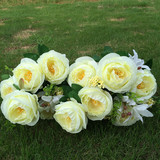 高品质仿真花把束玫瑰 婚庆假花田园家居摆设 欧式假花摆件装饰花
