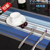 高档韩式彩色条纹餐桌垫PVC隔热垫餐布欧式盘垫碗垫地中海西餐垫