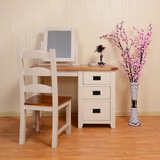 实木梳妆台凳镜卧室家具橡木化妆桌书桌写字台抽屉白色出口欧美式