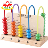 进口木质精品五档计算架儿童数学算数珠算数学早教玩具3-4-5-6岁