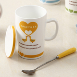 骨瓷杯子带盖勺大容量马克杯陶瓷咖啡牛奶杯创意办公茶杯情侣水杯