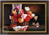 瑞堂 花卉油画美克手绘油画 美式餐厅装饰画 有框画 鲜花朵朵140