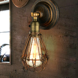 设计师的灯 Loft美式乡村工业风铁艺复古餐厅酒吧过道小铁笼壁灯