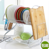 不锈钢双层碗碟架盘子滴水架餐具沥水架碗筷砧板收纳架厨房置物架