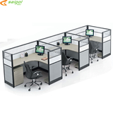 三人办公桌屏风卡位桌员工桌玻璃隔断桌电脑台工作位多人钢架组合