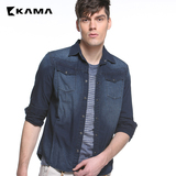 KAMA 卡玛 2016秋季款男装 时尚工装牛仔衬衫男长袖 2115802