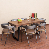 美式铁艺复古实木小户型餐桌椅组合 咖啡桌书桌做旧办公桌休闲桌