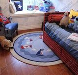 时尚儿童宜家地毯卧室书房床边地毯客厅童房卡通圆形手工地毯定制