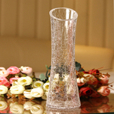 加厚时尚冰花透明玻璃花瓶水培工艺品花插富贵竹直筒花瓶工艺摆件