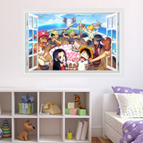 卡通儿童路飞海盗团壁画房间卧室墙贴纸贴画3D立体窗户海贼王动漫